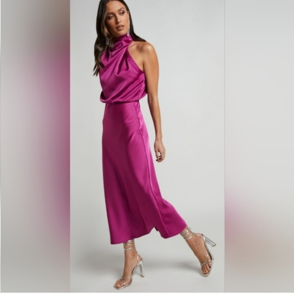 Satin women midi/maxi dress in purple - Picture 6 of 6